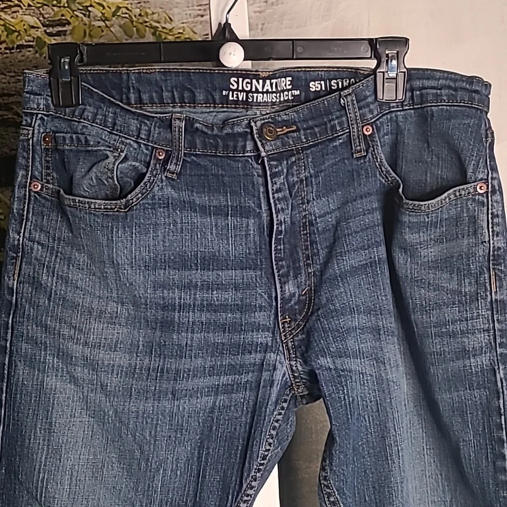 Classic Levi Signature S51 Straight Leg Mens denim blue Jeans 38 x 30